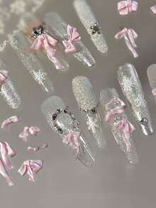 100pcs Butterfly Nail Art Decorations, Blue, White, Pink 3D Butterfly Nail Art Accessories, Cute DIY Nail Art Decor Techniques, Nail Art Crafts Nails Nail Supplies - Multicolor - View 8