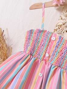 SHEIN Baby Girls Cute Casual Heart Pattern Dress - Multicolor - View 4