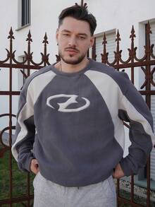 LEOGASHI LEOGASHI 男士宽松针织套头长袖撞色卫衣，送给朋友、丈夫、男友的礼物，街头风，适合秋冬季节，情侣装 - 彩色 - 查看 4