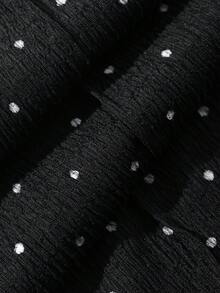 FRIFUL Women's Polka Dot Print Ruffle Hem Flare Leg Elegant Pants - Black - View 3