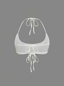 Sweetra Áo tắm nữ kiểu dáng thể thao giản dị, gợi cảm, tối giản, dây mảnh, buộc dây. - Xám - Xem 18