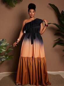 Maweii Vestido de línea A con degradado para mujer talla grande, adecuado para la playa, vacaciones, uso casual en verano - Multicolor - Ver 5