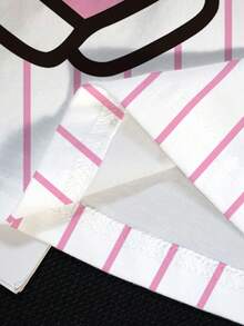 HELLO KITTY AND FRIENDS | SHEIN 大码夏季休闲条纹卡通印花T恤 - 白色 - 查看 6