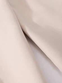 SHEIN 少女珍珠纽扣装饰外套和裤子套装，翻领开衫套装 - 杏色 - 查看 5