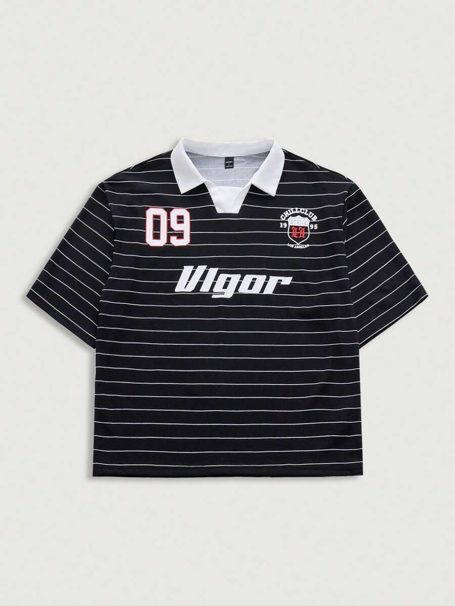 Courvante AXEPEAK 男士休闲时尚街头 Polo 衫 - 黑與白 - 查看 1