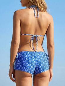 Swim Mod Reversible Hot-Selling Bikini Set, Fashionable Swimwear For Vacation, Spring/Summer Golf White Sexy - Blue - View 3