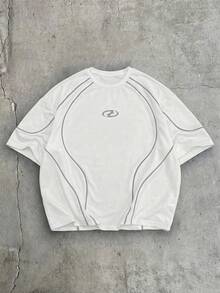 AXEPEAK 男士撞色滚边短袖T恤短裤套装，夏季 - 白色 - 查看 3