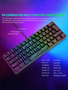 Teckwe 1 Wired 61 Key Mechanical Keyboard Shell, Fast Response, High Sensitivity, Comfortable Typing Operation, Smooth Typing Operation, Anti Ghosting, Compact Size, Suitable For Office Work Games, PC Laptops, Desktops, General Daily Business Learning, Home Entertainment, Fashion Games, Essential Tools - View 7