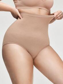 SHAPORA Plus Size Seamless High Waist Shaping Briefs For Women, High Elasticity, Mature Charm, Elegant, Soft, Non-Binding, Simple & Comfortable Underwear For Daily Wear - Apricot - View 1