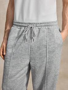 Courvante Casual Young Street Spliced Men's Drawstring Sweatpants, Knit Fabric Solid, Grey Joggers, Baggy, With Pocket, For Tennis Sport, Father's Day Gift For Father & Boyfriend, Outfits For Men - Grey - View 5