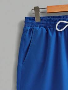 Manfinity Joysei Men's Fitted Knit Top And Woven Shorts Set, Casual Minimalist Pattern, With Drawstring And Elastic Waist - Multicolor - View 5