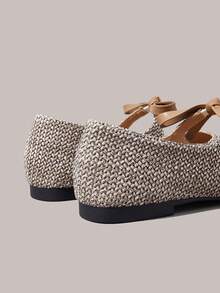 Styleloop Damen Slip-On Flache Schuhe, einzelner Riemen, Schleifen Dekor, Western Stil, geeignet für Musikfestivals, Partys, Frühlingsurlaubsoutfit im Boho-Stil, Urlaubsoutfit, Reisenotwendigkeit - Schwarzer Hafer - Übersicht 5