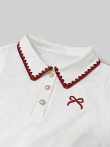 Blusa sin mangas de verano casual para mujer con bordado de lazo y botones a cuarto - Blanco 3 - Ver 2