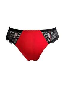 PinupPomp Plus Size Underwear, Black Fabric Patchwork, Comfortable & Skin-Friendly, Suitable For Music Festivals, Vacations, Parties, Retro Palace Style - Red - View 3