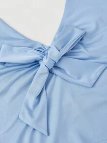 SHEIN MOD 女士纯色简约日常穿搭露背吊带衫 - 藍色 - 查看 6