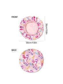 My Little Pony X SHEIN Mũ trùm đầu chăm sóc tóc hai lớp màu hồng đơn giản dành cho nữ, chất liệu satin co giãn rộng, in hình hoạt hình dễ thương, mềm mại và thoải mái cho sử dụng hàng ngày ở nhà, khi ngủ, lấy cảm hứng từ Twilight Sparkle, Pinkie Pie và Rainbow Dash. - Nhiều màu - Xem 5
