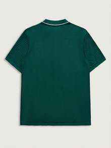 Courvante Camisa de punto de manga corta y abotonada casual para hombre - Multicolor - Ver 2