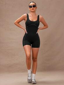Lumalex Women Solid Color Minimalist Backless Jumpsuit For Daily Wear - Black - View 4