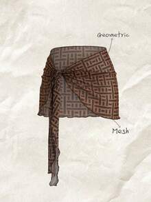 Elavelle Women's Random Print Tie-Front Cover-Up, Spring/Summer - Multicolor - View 1