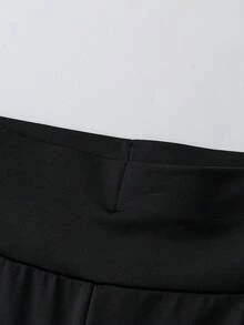 SHEIN Franclia 女款不對稱長褲，夏季服飾，畢業穿搭，寬鬆休閒長褲 - 黑色 - 查看 4