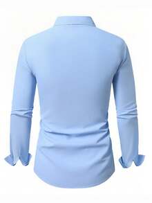 Manfinity Bizformal Men's Casual Shirt With Turndown CollarAccess Control Pattern Splicing Design Business Casual Men Shirt Slim Fit Dress Shirt Men - Baby Blue - View 2