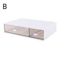 1个奢华ins风桌面收纳盒，办公桌/书桌整理抽屉，透明可堆叠隔层收纳盒 - 白色 - 查看 13