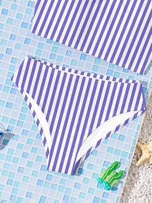 SHEIN Tween Girls Casual Minimalist Camisole & Triangle Bikini Swimsuit Set, Suitable For Summer - Multicolor - View 4