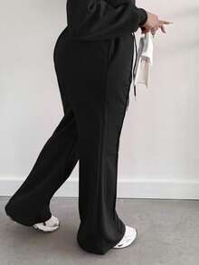 Alexandranx Women's Solid Color Drawstring Waist Pockets Loose Casual Sweatpants - Black - View 3