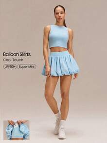 GLOWMODE 情人节重磅新品 防紫外线 吸汗速干 凉爽舒适 内置短裤口袋 防滑手柄 微气泡迷你裙 高尔夫 网球 匹克球 日常休闲装 - 淺藍色 - 查看 1