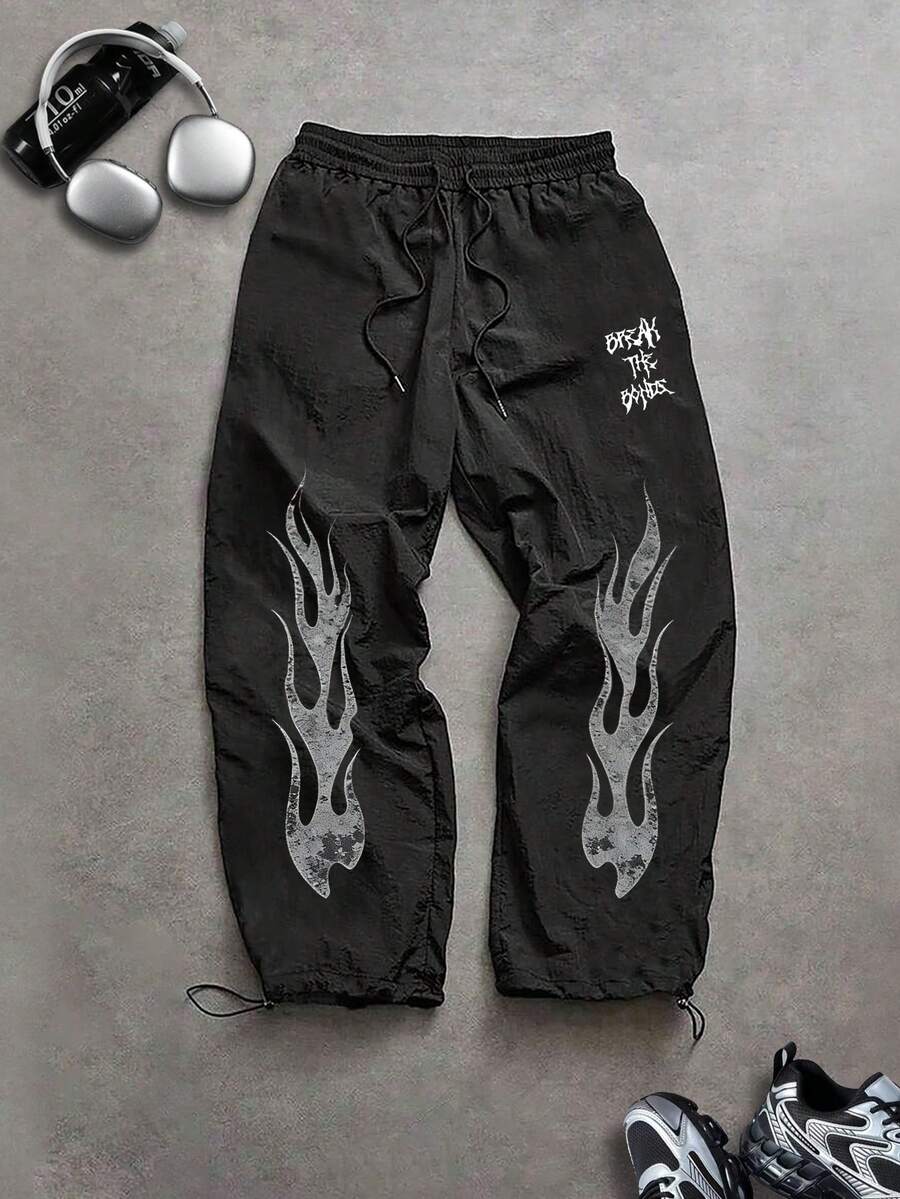 Sport MetroGents 男士极简印花休闲运动短裤 - 黑色 - 查看 1