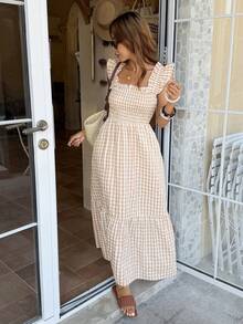 Serisse 女士假日褶皱设计短袖荷叶边下摆时尚连衣裙 - 彩色 - 查看 7