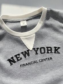 SHEIN 2pcs/Set Young Boy Casual Everyday Versatile Raglan Loose Round Neck Knit Top T-Shirt And Knit Shorts Set, Suitable For Spring/Summer Wear Kids Boy Outfit Boys Clothes Set Kids Boy Summer Clothes Summer Outfit For Kids Young Boys Clothes Boys Two Piece Outfit - Grey - View 6