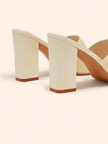 CUCCOO BASICS Minimalist Commuter Versatile Open Toe Mule High Heel Sandals For Christmas Spring Shoes - Off White 2 - View 5