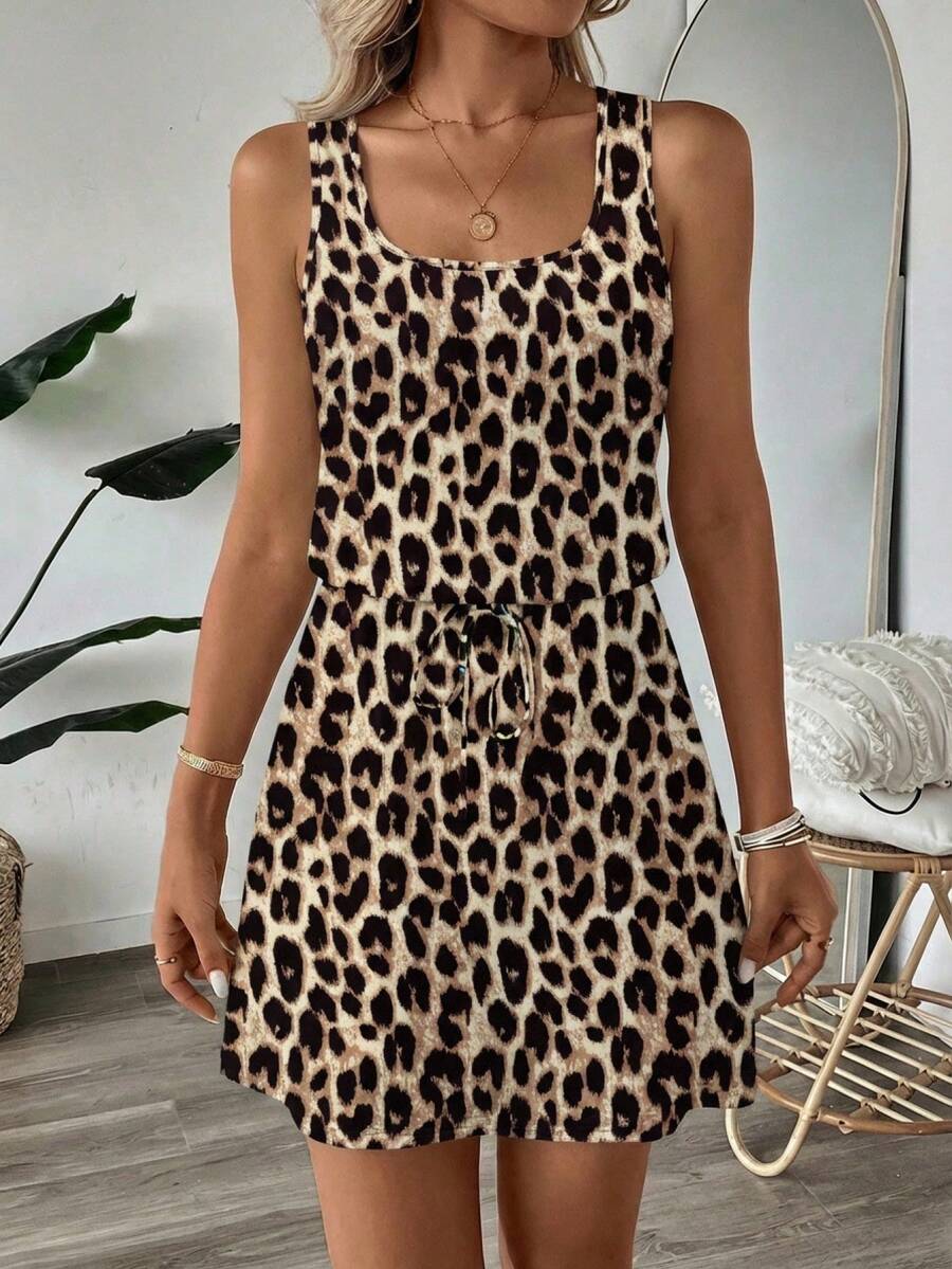 SHEIN LUNE Women's Casual Printed Short Dress, Suitable For Spring And Summer - Multicolor - View 1