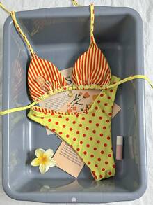 Swim Mod Bộ 2 món đồ bơi mùa hè in họa tiết ngẫu nhiên vỏ sò vàng, áo bikini buộc dây cổ và quần bơi cạp cao, đồ bơi gợi cảm, bikini chấm bi đỏ, đồ bơi màu vàng, bikini chấm bi vàng, đồ bơi màu vàng cho nữ, bộ hai mảnh màu vàng, đồ bơi Zestiva, đồ bơi hai mảnh màu vàng, quần áo màu vàng, bộ hai mảnh màu vàng cho nữ, đồ bơi in họa tiết ngựa vằn, đồ bơi kiểm soát dáng mùa xuân hè. - Nhiều màu - Xem 2