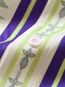 Genlund Áo sơ mi nam dáng rộng in họa tiết hoa (không phải áo thun) - Màu tím  Violet - Xem 3