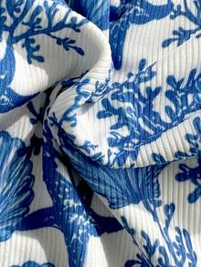 Swim Vcay 2026 Summer New Seashell & Starfish Print Plus Size Swimwear Set Hanbuk Beachwear Starfish Print Bikini Seashell Print Swimwear Women's 2 Pieces Swimwear Women's Bikini Blue And White Swimwear Beach Sets For Women Bikini Sets Swimwear Bikini Sets For Women's Bikini Set Beach Outfit Swimwear - Multicolor - View 3