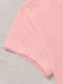 Áo thun ngắn tay cổ tròn in hình thỏ hoạt hình dành cho bé gái tuổi teen - Hồng - Xem 3