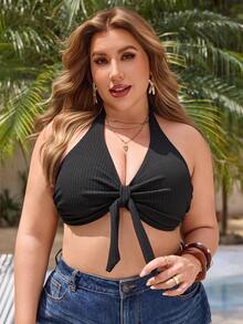 Swim Lushoire Áo bikini nâng đỡ màu đen buộc dây mới năm 2026, được làm từ chất liệu vải đặc biệt. - màu đen - Xem 3