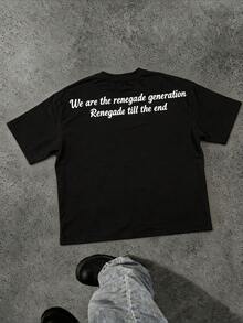 Manfinity EMRG 男士字母骷髅印花宽松圆领短袖T恤 - 彩色 - 查看 2