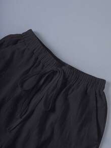 EMERY ROSE Quần short nữ màu trơn, thắt eo, có túi. - màu đen - Xem 6