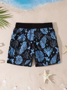 Quần bơi nam có dây rút ở eo, họa tiết cây nhiệt đới. - Nhiều màu - Xem 2