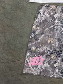 Manfinity ZONE917 男士街头嘻哈粉色迷彩印花图案背心和短裤套装 - 彩色 - 查看 5