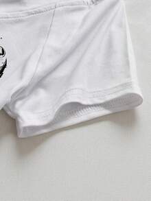 Noixe 女士骷髅十字架印花无袖V领二合一T恤 - 彩色 - 查看 5