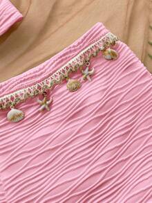 Soleia Women's Backless Halter Top And Shorts 2 Pieces Set, Vacation Outfit - Pink - View 3