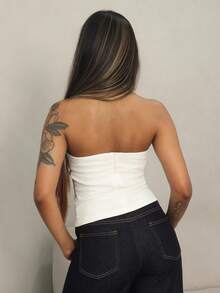 Rayane Ketlyn Elegant Solid Color Backless Halter Neck Top, Summer, White Halter Top Halter Tops For Women Backless Halter Top - White - View 5