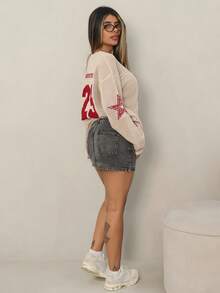 Rayane Ketlyn 女士牛仔迷你裙、Y2K 风格、音乐会服装、返校街头服饰 - 深灰色 - 查看 5