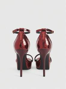 CUCCOO LuxiPop 2026 New Thin Heel Open-Toe Word With Waterproof Table Fashionable Simple Sandals Super High Heel 12cm Sexy Dating - Jujube - View 5