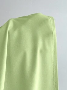Elamini 女士休闲扭结前襟V领长袖T恤，百搭，春秋季 - 橄欖綠 - 查看 6