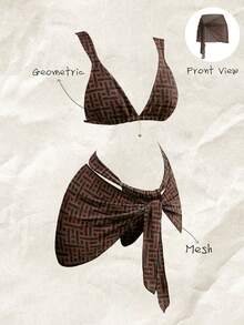 Elavelle Women's Random Print Tie-Front Cover-Up, Spring/Summer - Multicolor - View 3